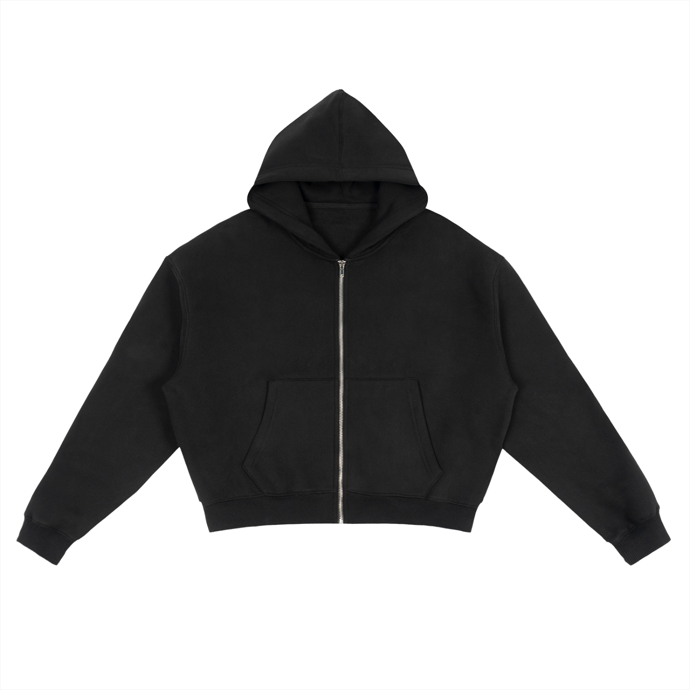 Fleece Zip-Up Boxy Hoodie